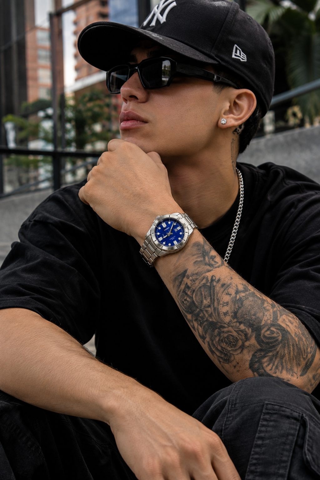 Reloj Casio Hombre Original – Plateado Esfera Azul