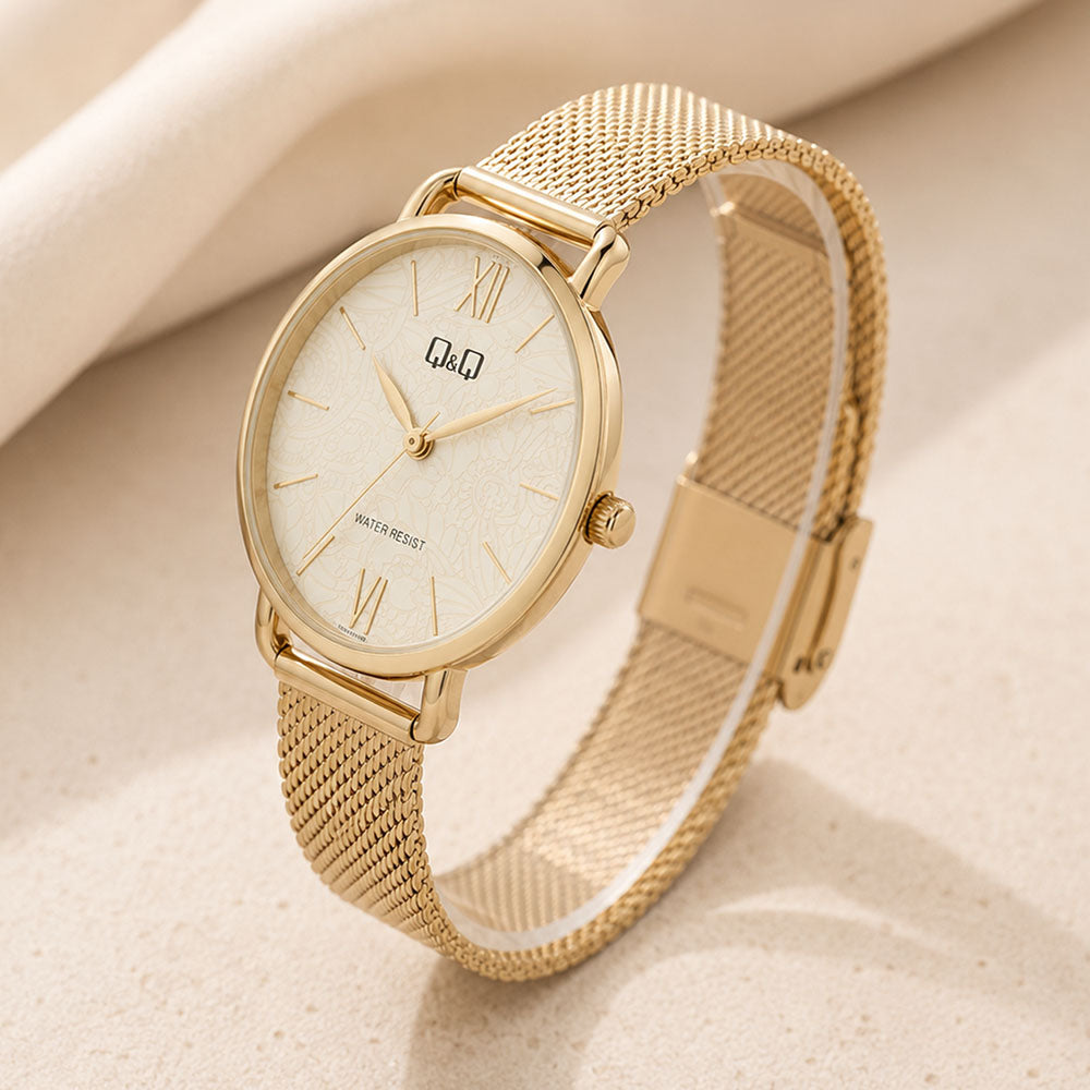 Reloj Q&Q Mujer Original – Esfera Dorada