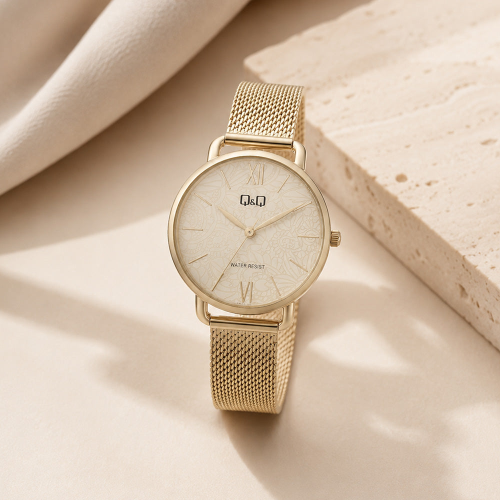 Reloj Q&Q Mujer Original – Esfera Dorada